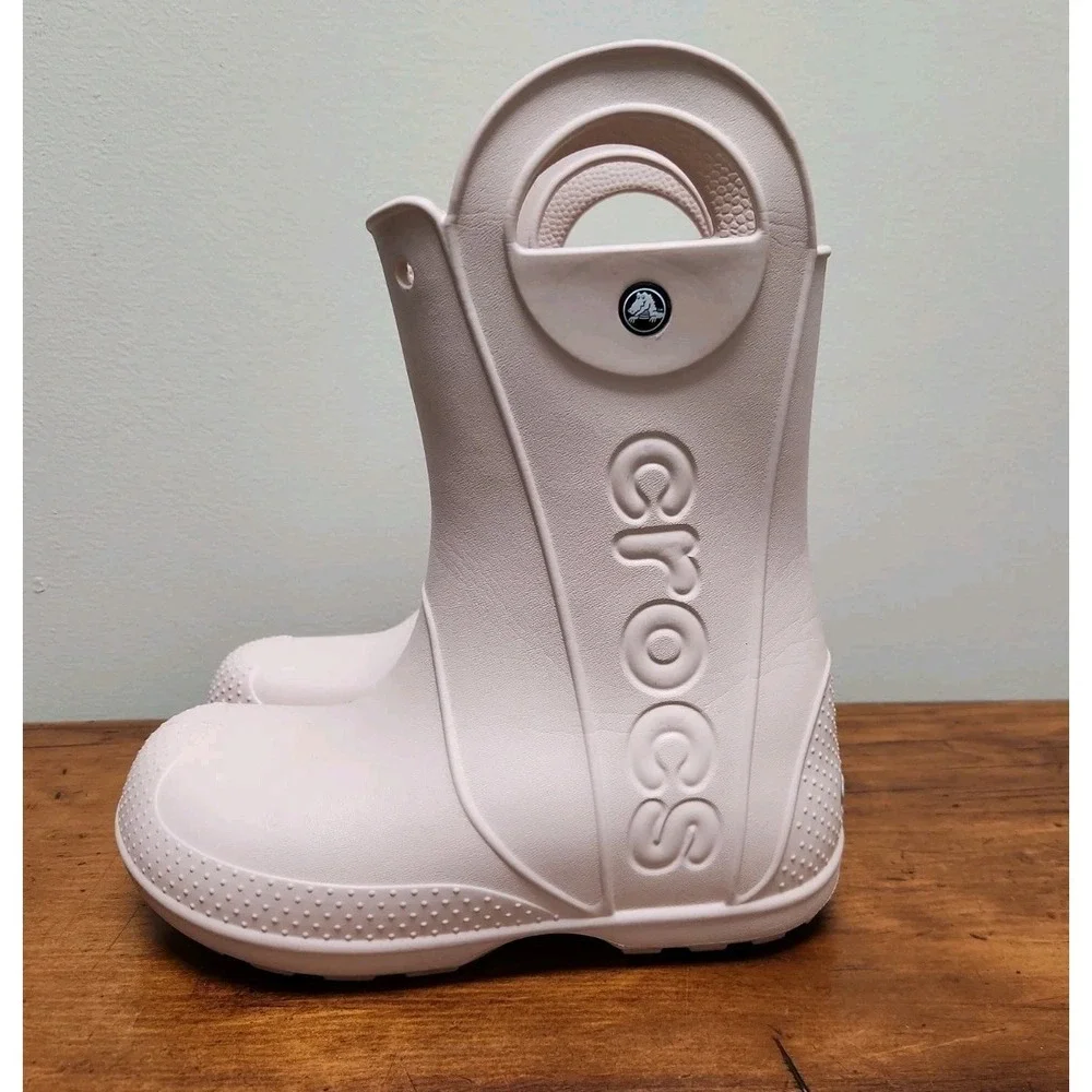 Crocs Kids' Handle It Rain Boots, US Size J3, Light Pink, Mid Calf